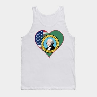 State of Washington Flag and American Flag Fusion Design Tank Top